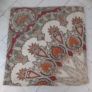 Pottery Barn Valencia Red Paisley Ikat Print Cotton Linen Pillow Cover 18" x 18"